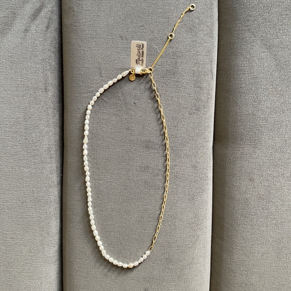 Madewell freshwater pearl chain necklace vtg gold